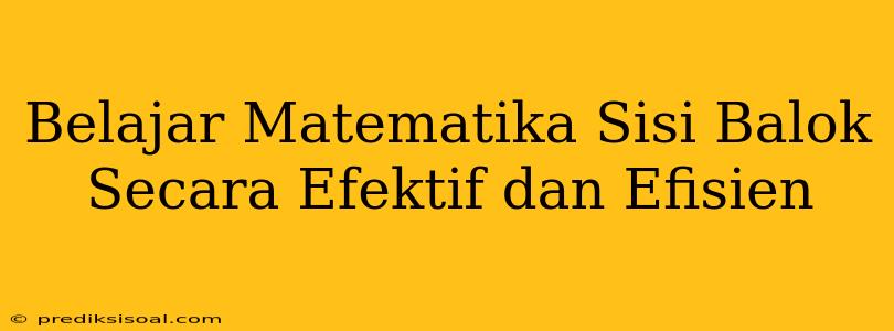 Belajar Matematika Sisi Balok Secara Efektif dan Efisien