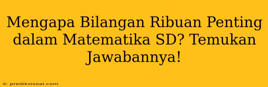 Mengapa Bilangan Ribuan Penting dalam Matematika SD? Temukan Jawabannya!