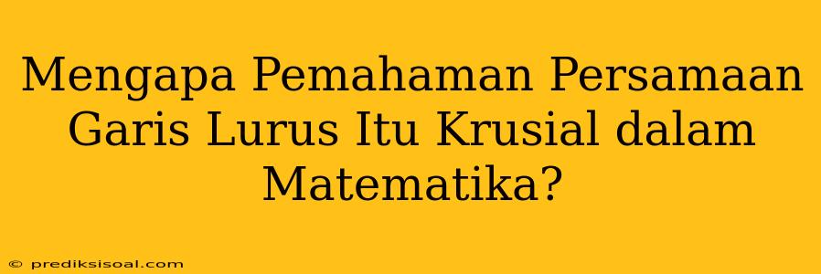 Mengapa Pemahaman Persamaan Garis Lurus Itu Krusial dalam Matematika?