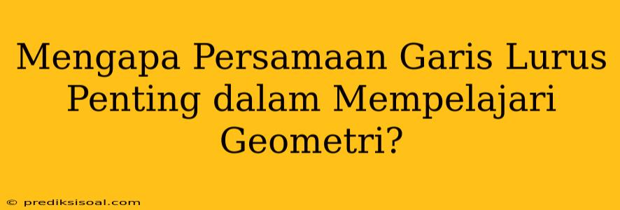 Mengapa Persamaan Garis Lurus Penting dalam Mempelajari Geometri?