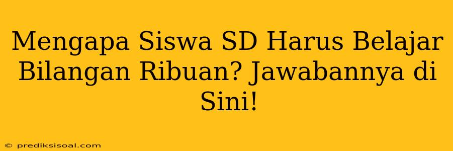 Mengapa Siswa SD Harus Belajar Bilangan Ribuan? Jawabannya di Sini!