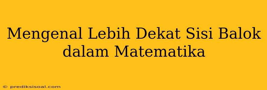 Mengenal Lebih Dekat Sisi Balok dalam Matematika