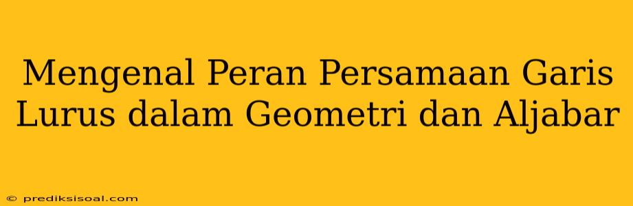 Mengenal Peran Persamaan Garis Lurus dalam Geometri dan Aljabar