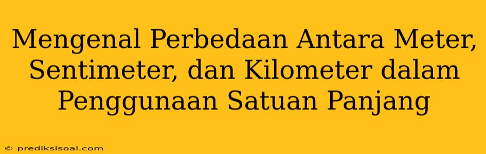 Mengenal Perbedaan Antara Meter, Sentimeter, dan Kilometer dalam Penggunaan Satuan Panjang