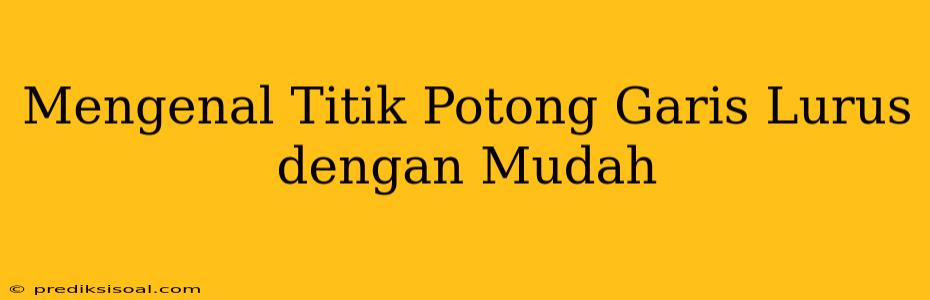 Mengenal Titik Potong Garis Lurus dengan Mudah