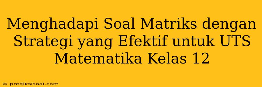 Menghadapi Soal Matriks dengan Strategi yang Efektif untuk UTS Matematika Kelas 12