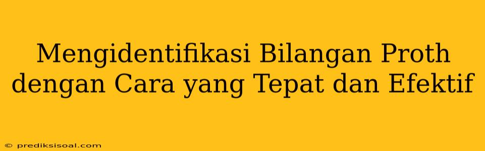 Mengidentifikasi Bilangan Proth dengan Cara yang Tepat dan Efektif