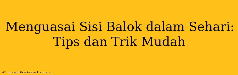 Menguasai Sisi Balok dalam Sehari: Tips dan Trik Mudah