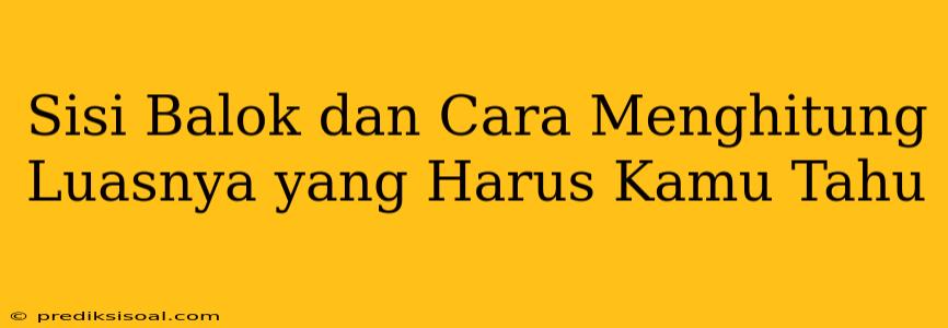 Sisi Balok dan Cara Menghitung Luasnya yang Harus Kamu Tahu