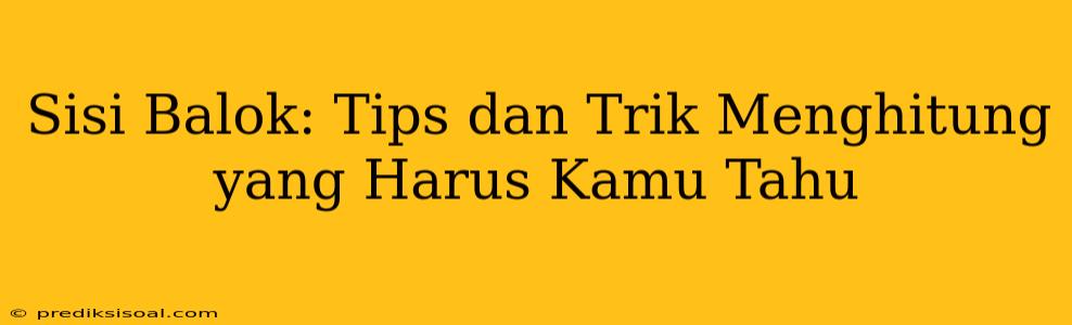 Sisi Balok: Tips dan Trik Menghitung yang Harus Kamu Tahu